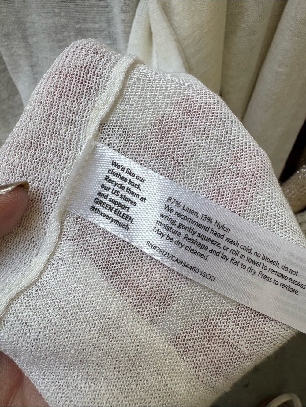 Eileen Fisher White linen-blend Open-Front Cardigan Italian yarn size L - Picture 4 of 4
